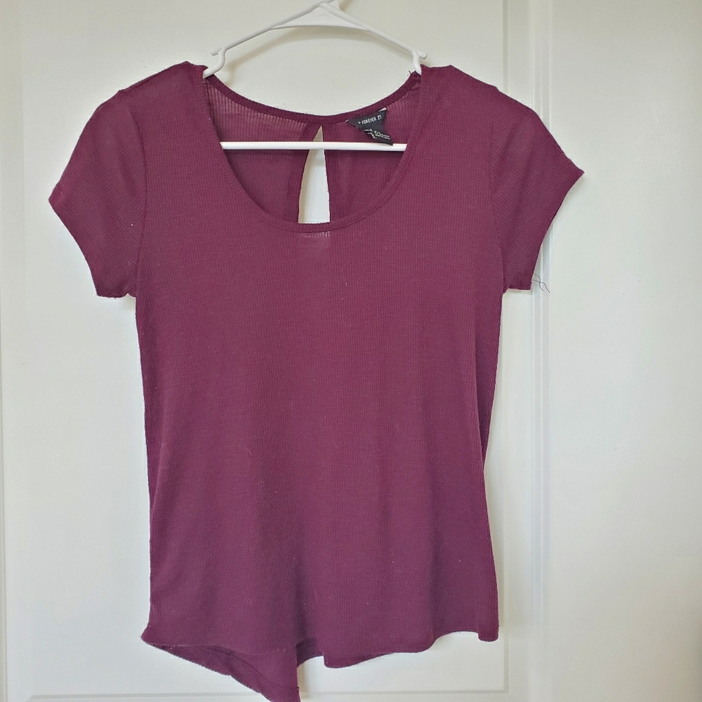 Forever21 Burgundy Short sleeve top with Twist